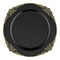 Black with Gold Fancy Round Disposable Plastic Salad Plates - 7.5" (120 Plates)